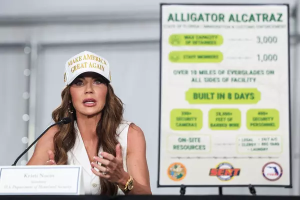 Kristi Noem Announces Expansion Plans for Florida’s ‘Alligator Alcatraz’ Migrant Detention Model