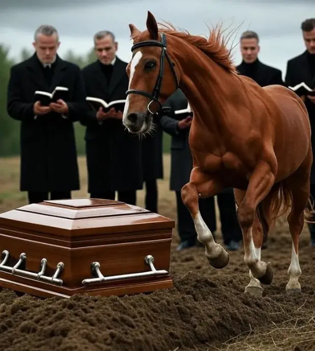 Wild Horse Interrupts Funeral Service, Mourners Discover Touching Reason Behind Behavior